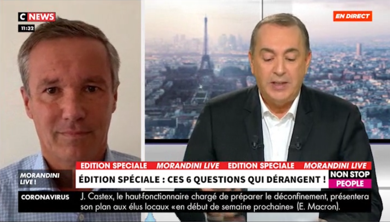 Nicolas Dupont Aignan Sur CNews 24 Avril 2020 Debout La France